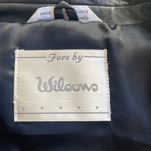 Wilsons black leather & rabbit fur vtg 80’s jacket size medium bat wing sleeves - Picture 7 of 14